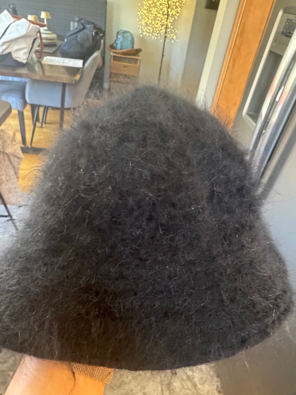 Black Fuzzy Bucket Hat - Women Hair Accessory